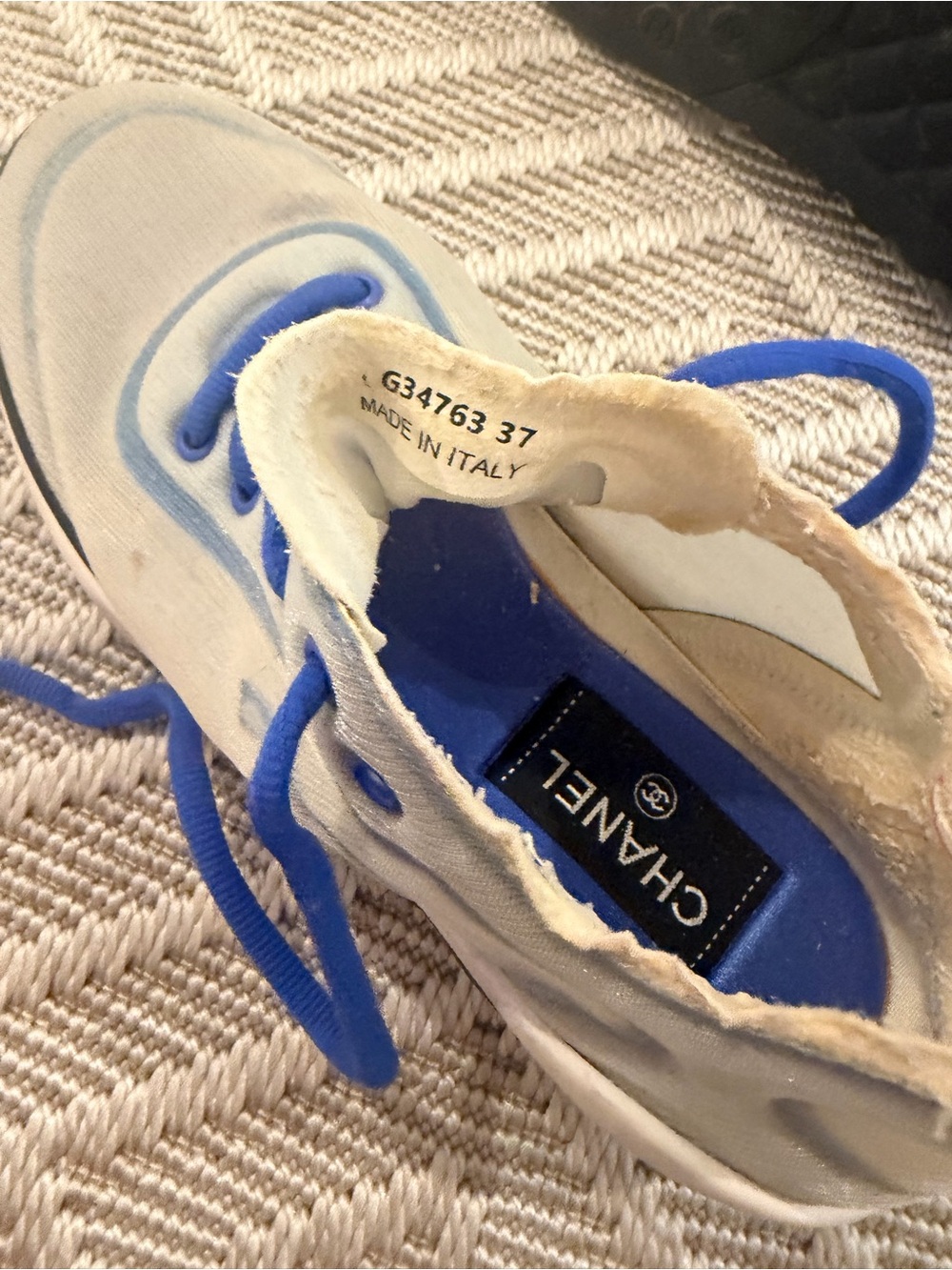 CHANEL Calfskin Mesh Lycra Women’s Logo Sneakers - Picture 10 of 11